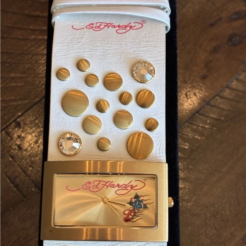 Ed Hardy Gold and White Smartwatch
